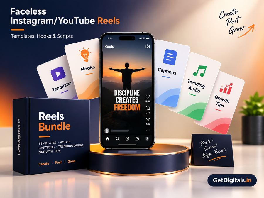 Reels Bundle — faceless Instagram/YouTube Reels mockup by GetDigitals.in
