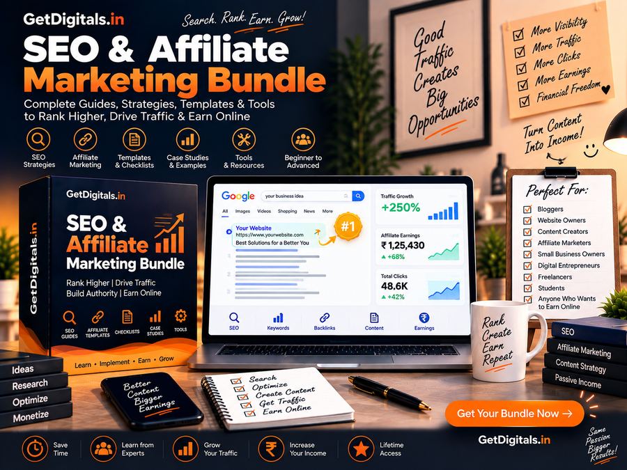 SEO & Affiliate Marketing Bundle mockup by GetDigitals.in